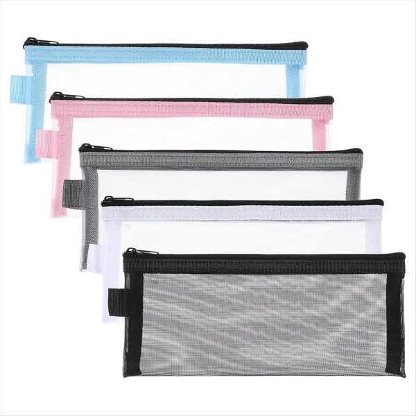 5-Piece Pencil Bag Transparent Exam Pencil Bag
