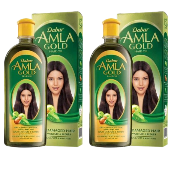 Dabur Amla Gold Hair Oil Set of 2 -Strong Hair, Natural Shine &amp; Nourishment