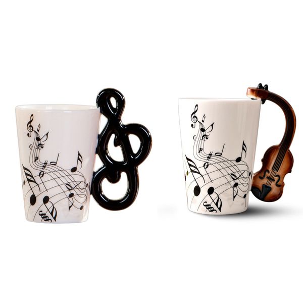 Violin Handle Ceramic Cup Free Spectrum Mug Musical Instrument Cup