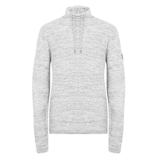 Men Firetrap Cowl Neck Knitted Jumper - Grey Marl (Parallel Import)