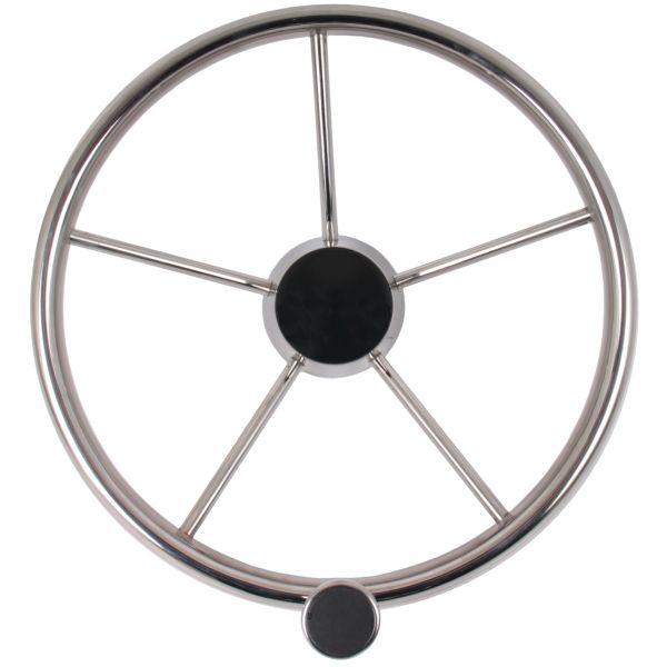 Steering Wheel with Knob for Boats - 15 Inch (316 Stainless Steel)