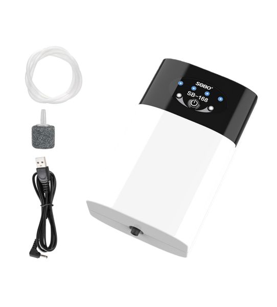 Rechargeable Aquarium Air Pump, Quiet Bubbler Oxygen Pump With Air Stones
