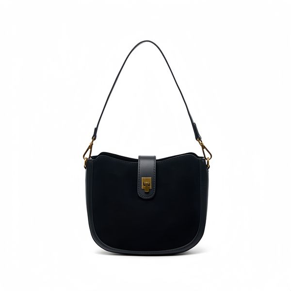 Women's Suede Leather Saddle Bag, Chic Shoulder Crossbody Purse