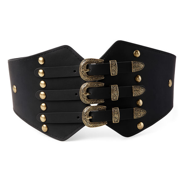Ladies Faux Leather Corset Waist Wide Elastic Belt