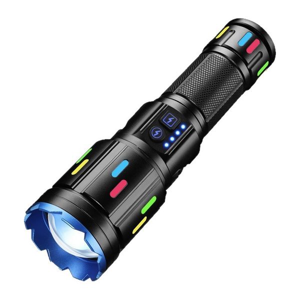 Multifunctional LED Telescopic Zoom White Laser Strong Light Flashlight