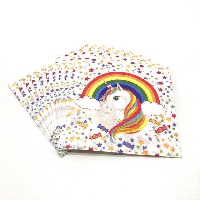 Set of 20 Rainbow Unicorn Napkins 