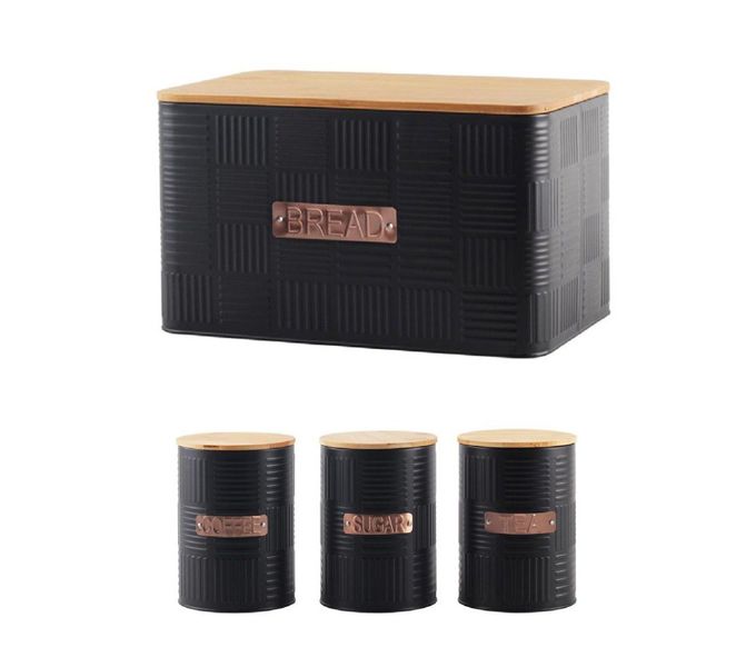 Bamboo Lid Bread Bin And Canister Set