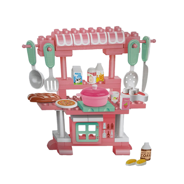 Kids DIY Kitchen Building Block Play Set with Accessories 222-B65
