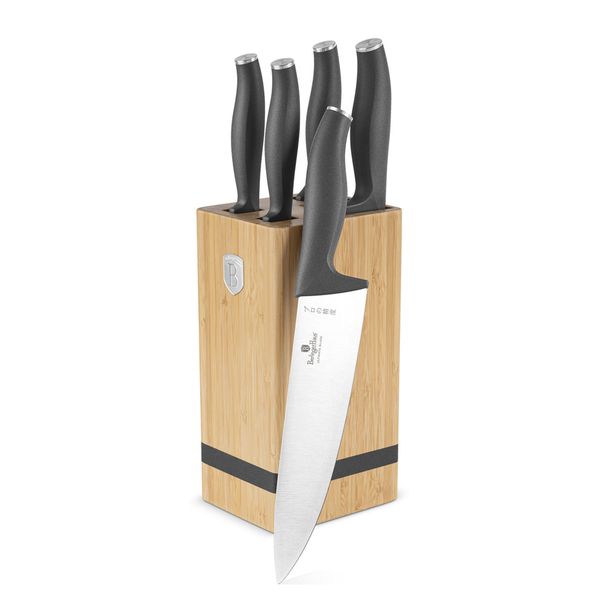 Berlinger Haus 6-Piece Stainless Steel Knife Set with Bamboo Stand
