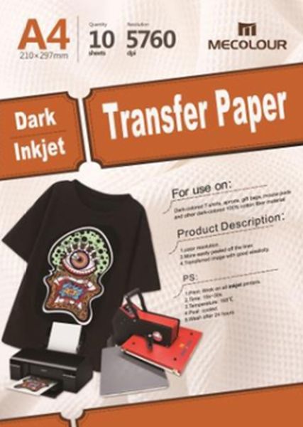 Mecolour A4 Dark T-Shirt Transfer Paper 10 Sheets