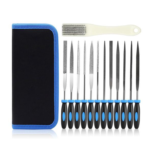 13-Piece Needle File Set - Diamond &amp; Steel Precision Files for Wood &amp; Metal