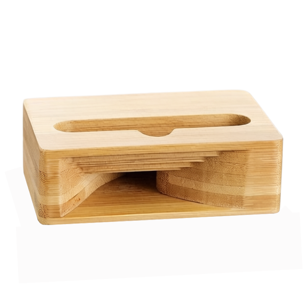 Bamboo Phone Holder with Sound Amplifier Docking Stand for Volume Boost