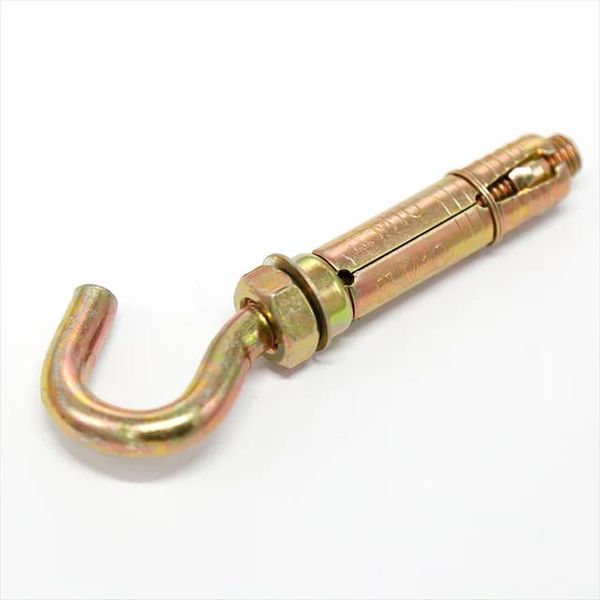 Yellow Zinc Bolt J Shape Wall Anchor Expansion Bolt With Eye Hook