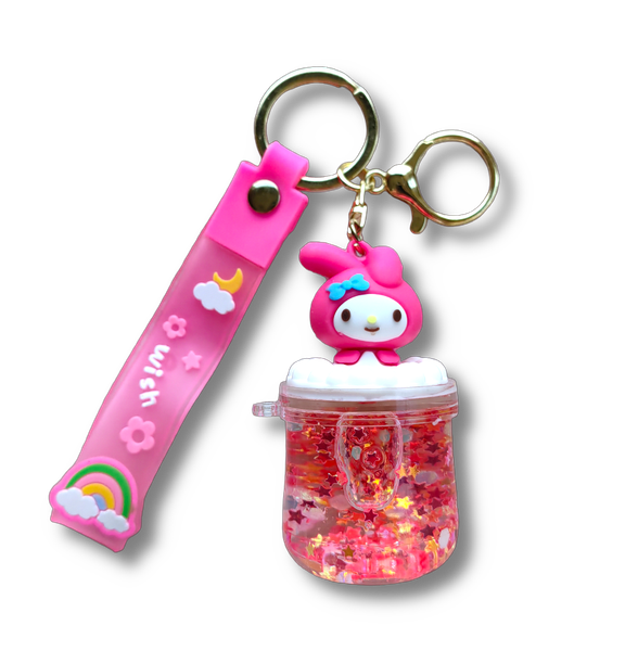 Cute Kawaii Sanrio Boba Jar Shaker Keychain Keyring