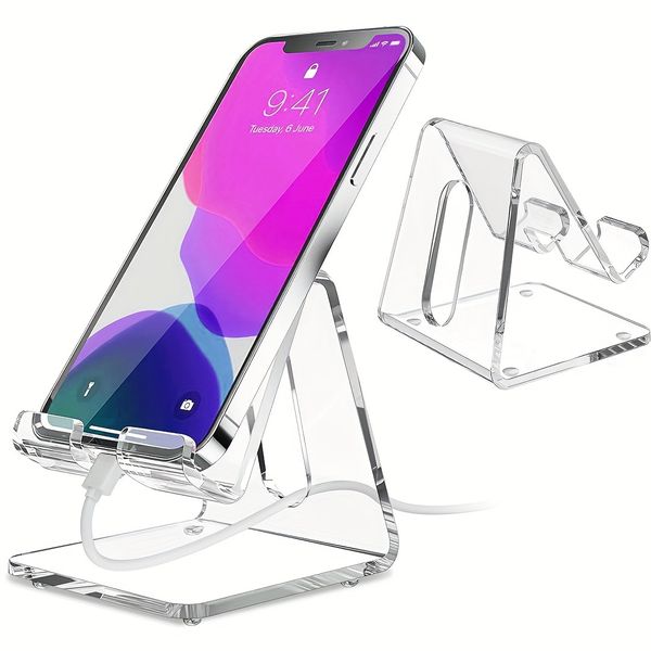 Acrylic Cell Phone Stand Holder Portable Clear Phone Stand for Desk