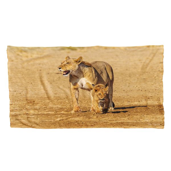 Lion Cub Right Large Fleece Blanket by Fanie Heymans