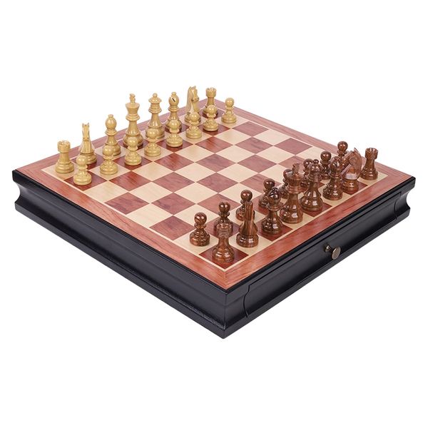 Solid Wood Chess Set with Polymer Chess Pieces - 4 Queens 450 mm x 450 mm