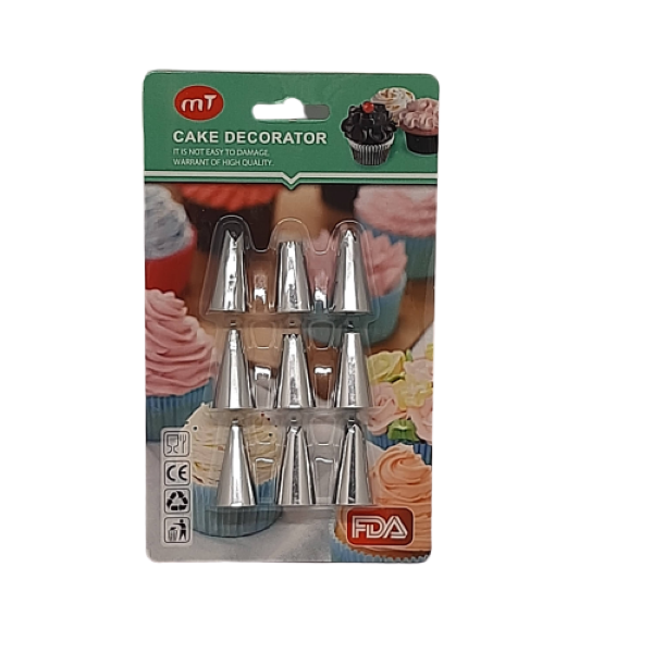 High Quality Cake &amp; Food piping nozzles - Stainless Steel (9 pack)