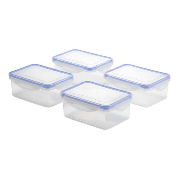4-Piece Airtight Rectangular Food Storage Container Small - Transparent