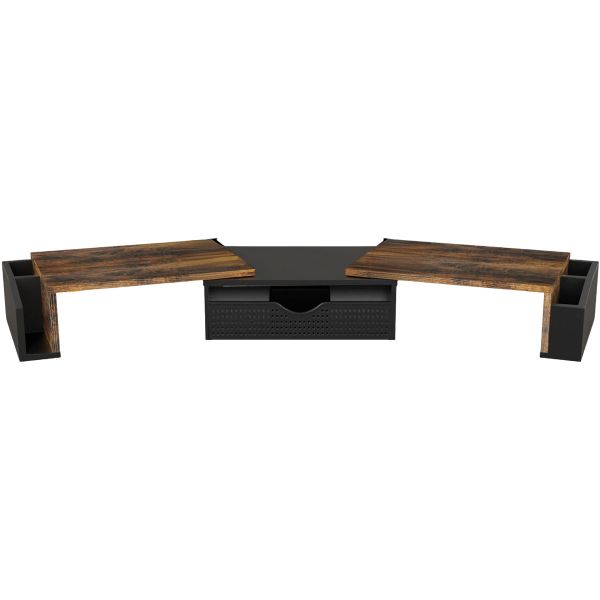 Dual Monitor Stand Riser With Drawer &amp; 2 Pen Holders Computer Monitor Stand