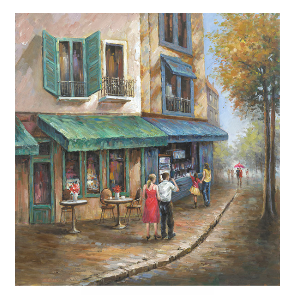 Painted Canvas - Street Scene - Tuscan Café' II - 1000mmx1000mm