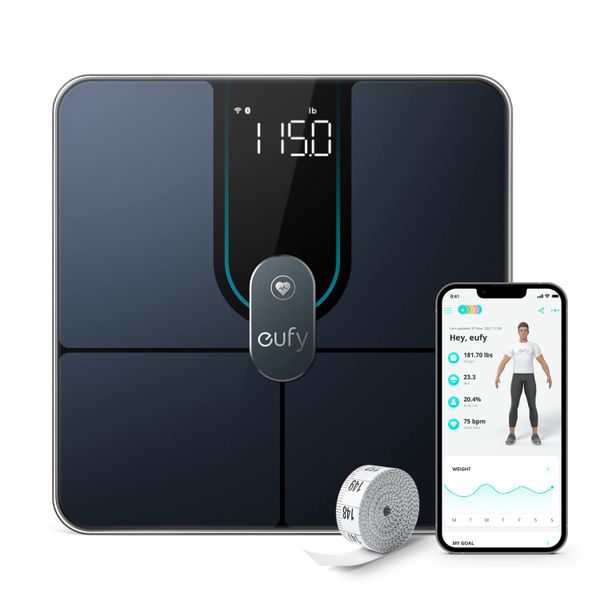 eufy P2 Pro Smart Scale Wi-Fi Bluetooth Digital Bathroom Scale Black