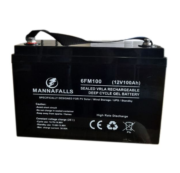 Mannafalls 12V 100ah Deep Cycle Gel Battery 6FM100