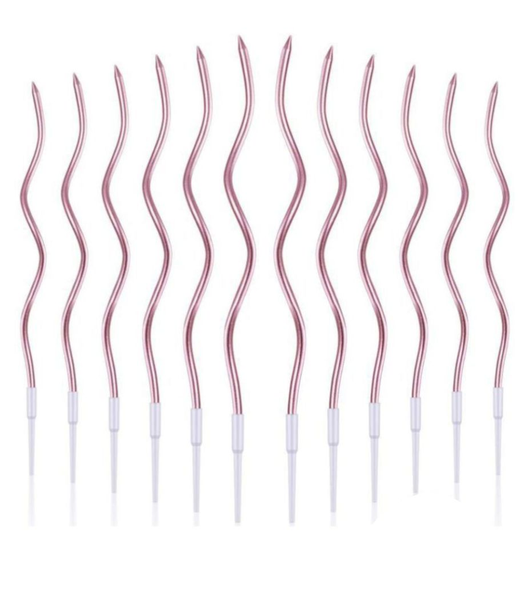 Twisty Spiral Birthday Candles - 12-piece - Metallic Colours