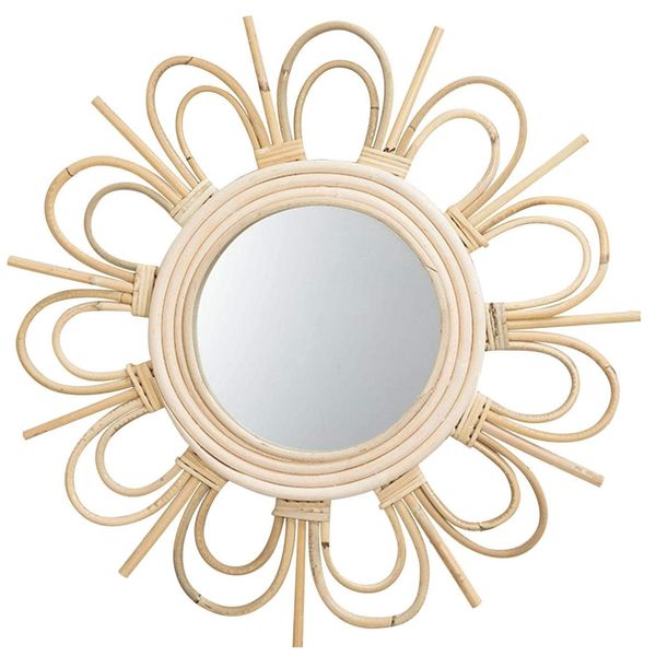 Natural Woven Rattan Thorne Flower Mirror Wall Ornament - 50cm
