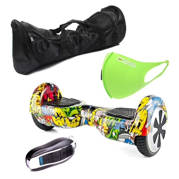 Self Balance6.5" Hoverboard with Bluetooth-Remote-Bag &amp; Mask-Black Graffiti