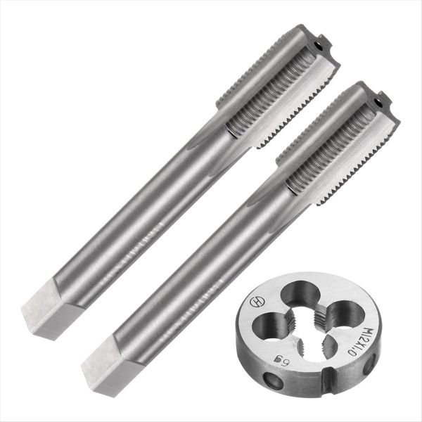 3 Pcs Tap and Die Set Metric M12 x 1 Thread Taps &amp; Compatible with None