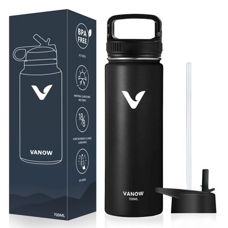 VANOW 700ml Leak Proof Stainless Steel Double Wall Water Bottle with 2 lids Image