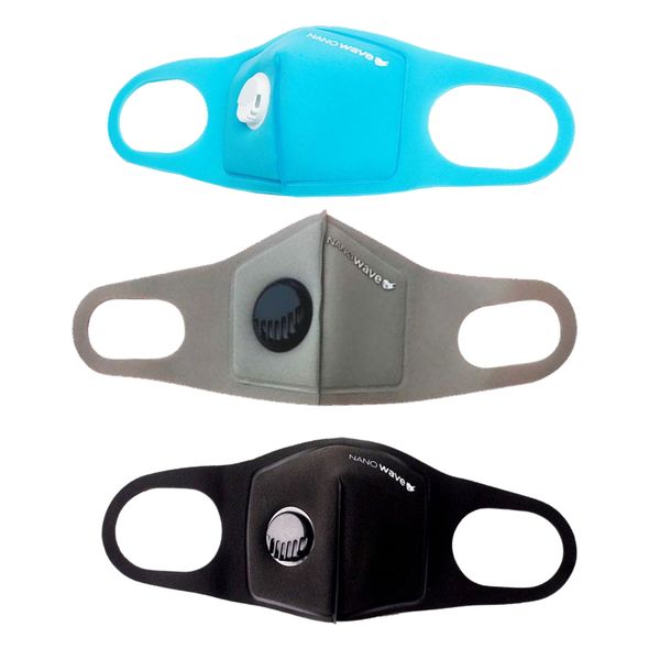 Nanowave Adult Reusable Protective Face Mask - Black, Grey &amp; Blue 3 Pack