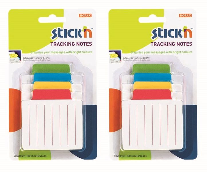 Stick'n Adhesive Tracking Notes 70 x 70mm, 800 Sheets - 4 Framed Colours