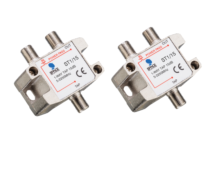Space TV Satellite IF Tap - 1 Way - 15db (5 – 2250MHz) - 2 Pack