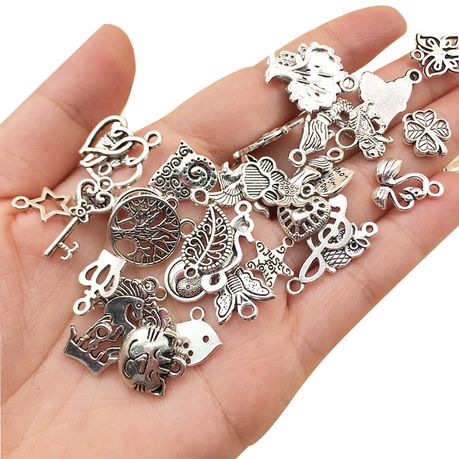 Charms for Jewelry Making - 100 Pcs DIY Gold Pendants for Earrings Bracelets Necklaces Supplies Mixed Alloy Beads for Jewelry Making Earrings
