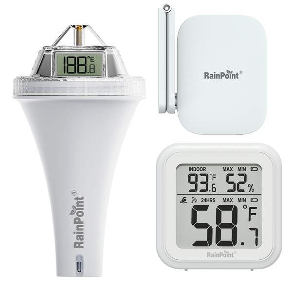 RainPoint Wireless Smart Wi-Fi Pool Thermometer, Display Screen + Wi-Fi Hub