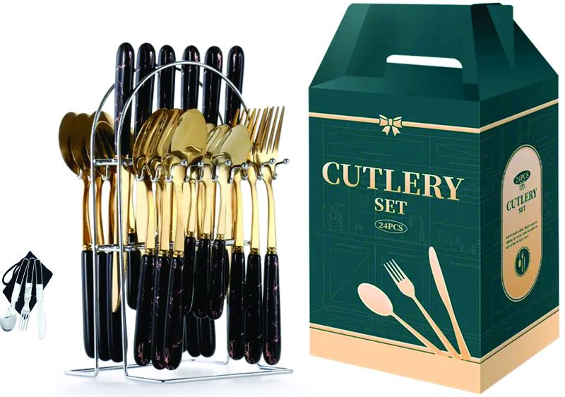 Optic life Black 24 Kitchen Utensil Cutlery Set