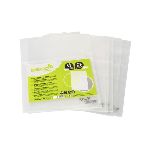 Seco Cut Flush Folders A4 Clear PK25
