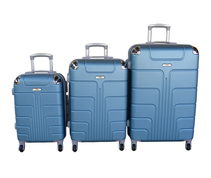 Durable 3-Piece ABS Luggage Set with Spinner Wheels, Telescopic Handle - Blue