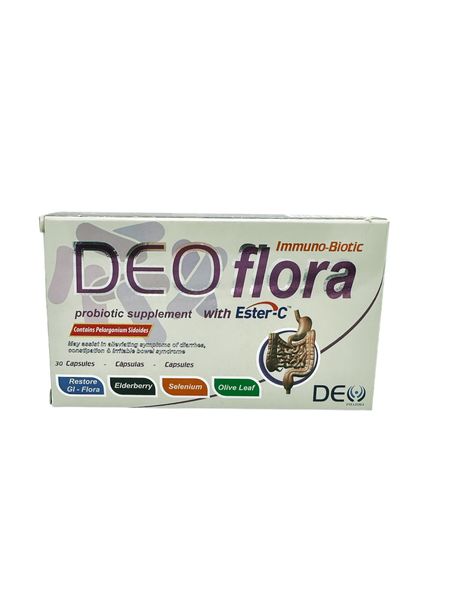 DeoFlora Probiotic Supplement with Ester-C - 30 Capsules