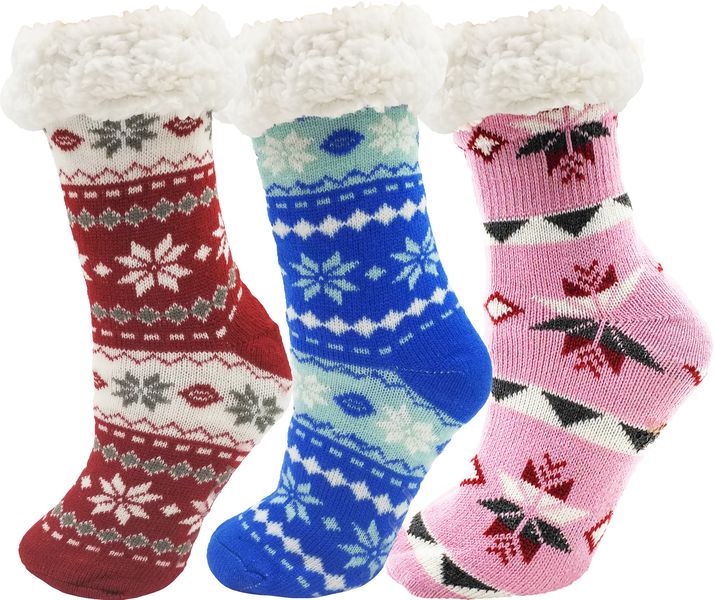 Best Thermal Slipper Socks With Non-Slip Grippers Assorted - 3 Pack