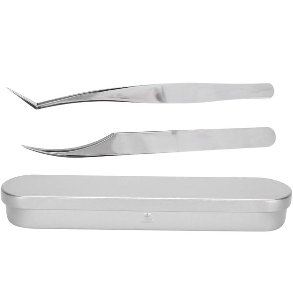 Stainless Steel Eyelash Tweezers Set False Fake Eyelashes Grafting Tool