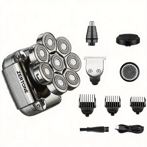 5-in-1 8-Head Electric Head Shaver for Bald Men, Floating Rotary Blades