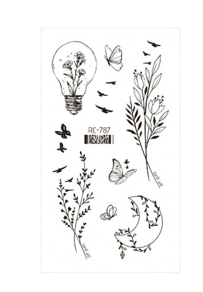 1 Sheet - Nature-Inspired Temporary Tattoo - Black