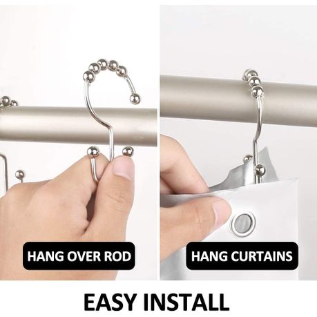 Shower Curtain Hooks Rings,rust-resistant Metal Double Glide