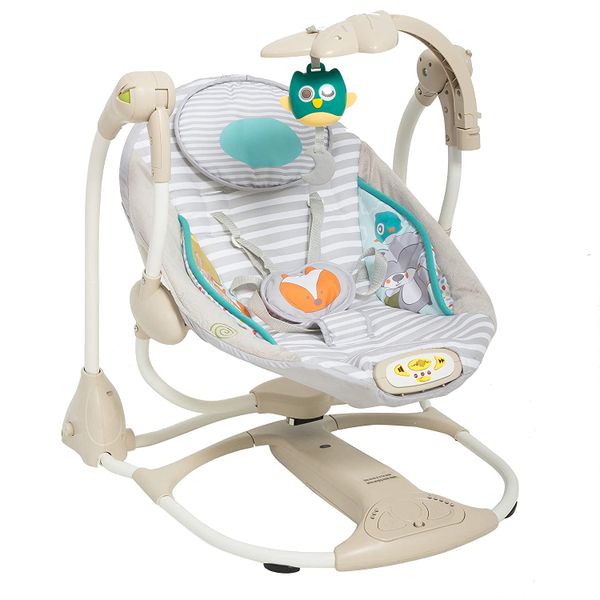 Automatic Swing Baby Cradle - White/Beige