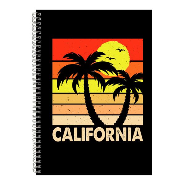 California Sun A4 Notebook Spiral Lined Surfing Graphic Notepad Present 096