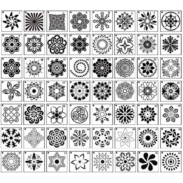 Craft Stationery Abstract Lace Mandala Stencils Set of 56(9cm)