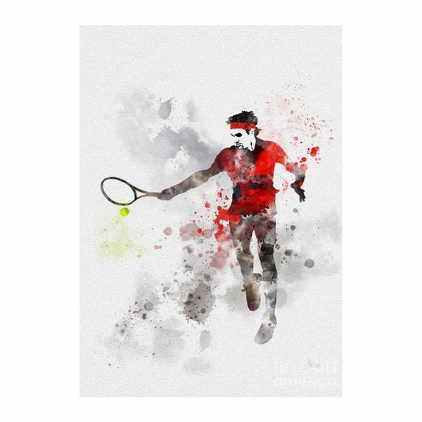 Roger Federer Red Painting Poster - A1
